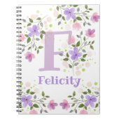 Carnet Première initiale plus nom Felicity avec fleurs (Devant)
