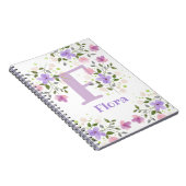 Carnet Première initiale plus nom Flora avec des fleurs (Côté Droit)
