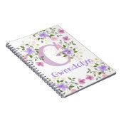 Carnet Première initiale plus nom Gwendolyn avec des fleu (Côté Droit)