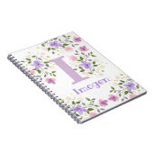 Carnet Première initiale plus nom Imogen avec des fleurs (Côté Droit)