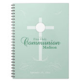 Carnet Première Sainte Communion, écriture en vert doux (Devant)