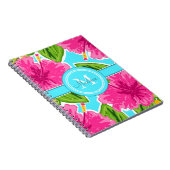 Carnet Prénom/Monogramme initial Hibiscus rose rose (Côté Droit)