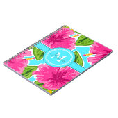 Carnet Prénom/Monogramme initial Hibiscus rose rose (Côté gauche)