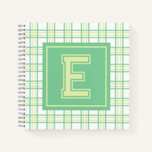 Carnet Préparatoire carreaux monogramme vert lime carré