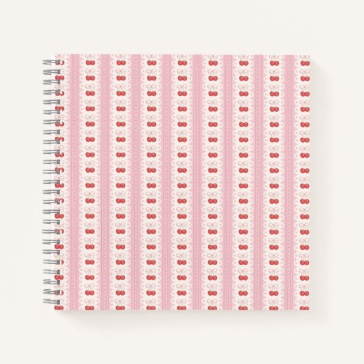 Carnet Preppy Cherry Stripes - Pink and Off White (Devant)
