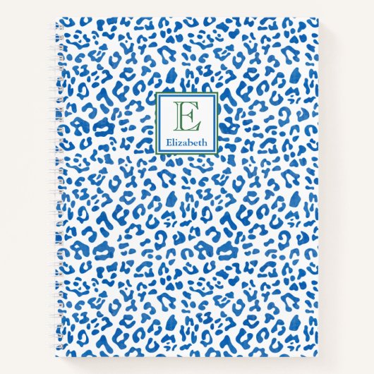 Carnet Preppy Classic Bleu Poster de animal & Monogramme (Devant)