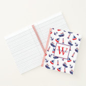 Carnet Preppy Nautical Sailboats Monogram (Intérieur)