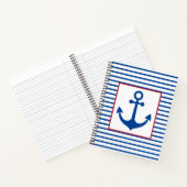 Carnet Preppy Nautical Stripes and Anchor Personalized (Intérieur)