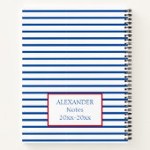 Carnet Preppy Nautical Stripes and Anchor Personalized (Dos)