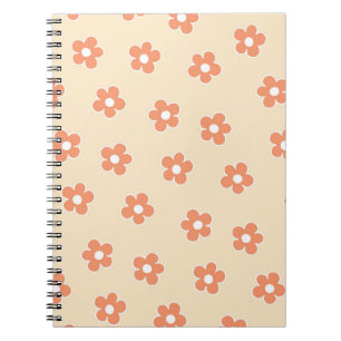 Carnet Preppy Peach White Hippie Flower Motif