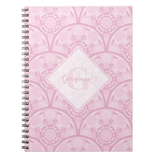 Carnet Preppy Personnalisée En Mandala Rose Art Déco (Devant)