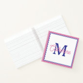 Carnet Preppy Pink and Navy Blue Simple Monogram (Intérieur)