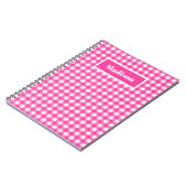 Carnet Preppy rose chaud En vichy Motif (Côté gauche)