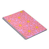 Carnet Preppy rose violet Floral simple Motif de fleurs (Côté Droit)