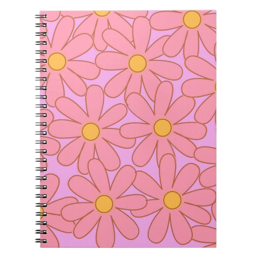 Carnet Preppy rose violet Floral simple Motif de fleurs (Devant)