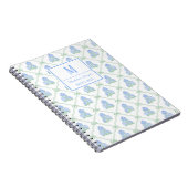 Carnet Preppy Trellis Bow Blue & Green Hydrangeas Monogra (Côté Droit)