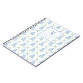 Carnet Preppy Trellis Bow Blue & Green Hydrangeas Monogra (Côté gauche)