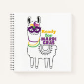 Carnet Prêt pour Mardi Gras mignon perles en lama masque  (Devant)
