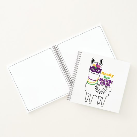 Carnet Prêt pour Mardi Gras mignon perles en lama masque  (Intérieur)