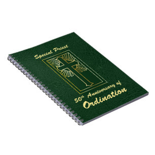 Carnet Prêtre 50e anniversaire de l'ordination look cuir