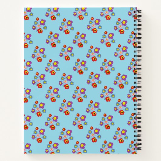 Carnet Pretty Blue Ladybug and Flowers Pattern (Dos)