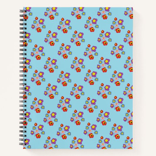Carnet Pretty Blue Ladybug and Flowers Pattern (Devant)