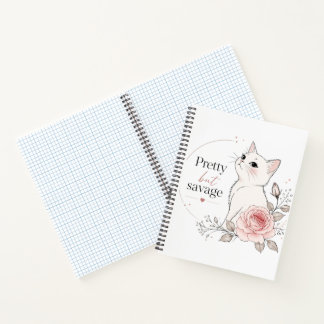 Carnet Pretty But Savage White Cat Rose Notebook