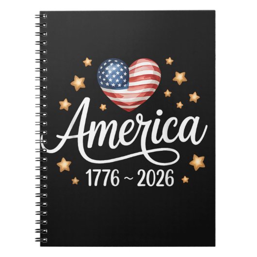 Carnet Pretty Flag Heart 1776-2026 July 4th 250th  (Devant)
