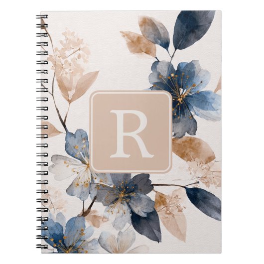 Carnet Pretty Flower Monogram Template Personalized (Devant)