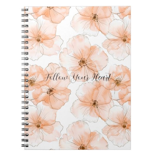 Carnet Pretty Peach Flowers (Devant)