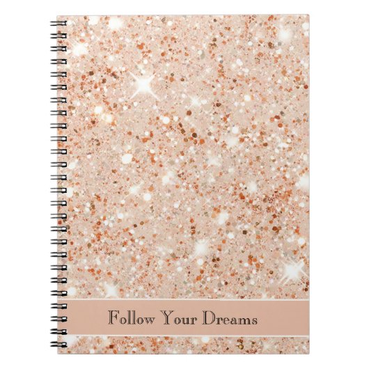 Carnet Pretty Peach Glitter Dreams (Devant)