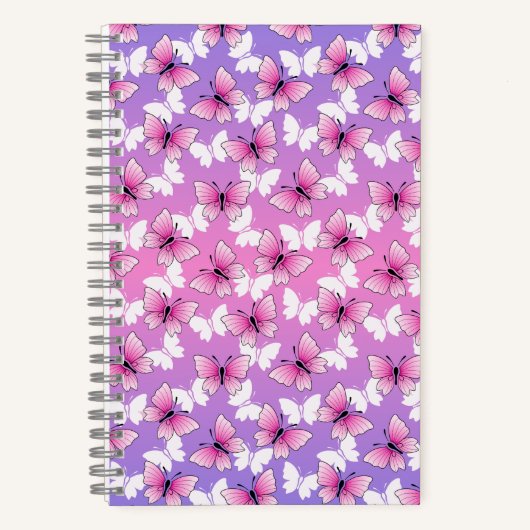 Carnet Pretty Pink and White Butterfly Spiral Notebook (Recto)