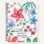 Carnet Pretty Pink Blue Floral Sketch Retour à l'école (Devant)