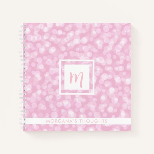 Carnet Pretty Pink Bubbles Monogram Square (Devant)