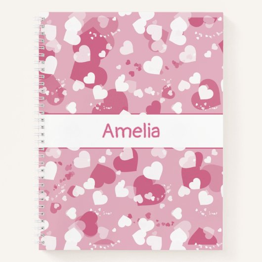 Carnet Pretty Pink Love Heart Personalized (Devant)