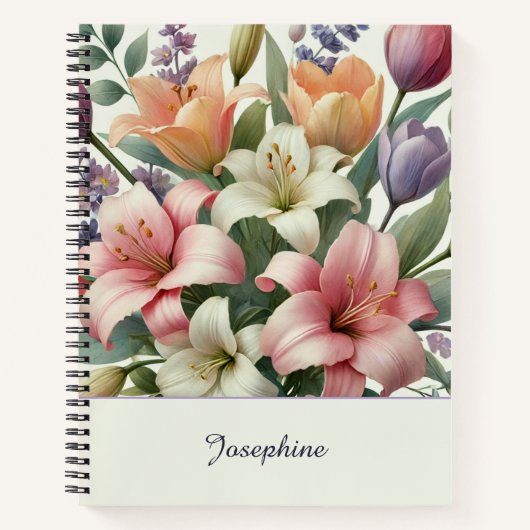 Carnet Pretty Pink Orange Watercolor Floral (Devant)