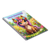 Carnet Pretty Pony avec Fleurs Personnalisé (Côté Droit)