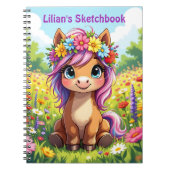 Carnet Pretty Pony avec Fleurs Personnalisé (Devant)