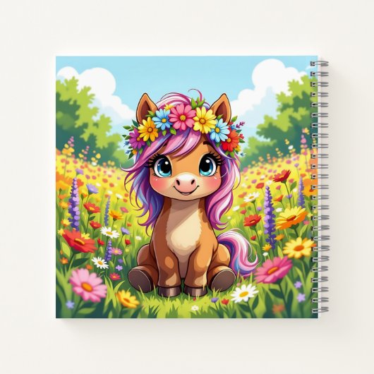 Carnet Pretty Pony avec Fleurs Sketchbook (Dos)