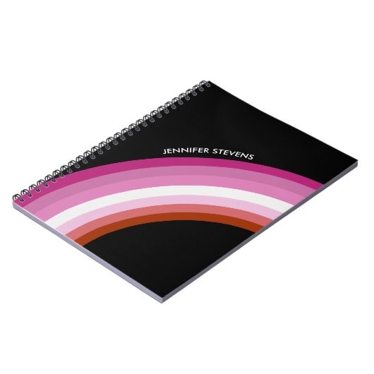 Carnet Pride lesbienne Rainbow Pink Drapeau Monogramme no (Côté gauche)