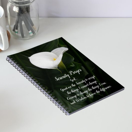 Carnet Prière de sérénité Fleur de lys calla blanche