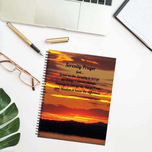 Carnet Prière de sérénité Paysage du coucher de soleil or