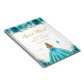 Carnet Princesse aux Cheveux Blonds Fleuris Turquoise Swe (Côté Droit)