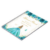 Carnet Princesse aux Cheveux Blonds Fleuris Turquoise Swe (Côté gauche)