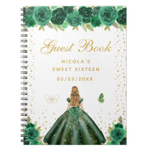 Carnet Princesse aux Cheveux Blonds Floral Vert Sweet Six