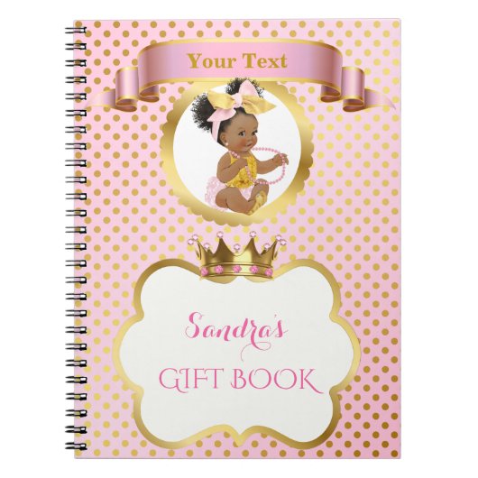 Carnet Princesse Bébé Fille Grand Nœud Rose Or Cadeau Inv (Devant)
