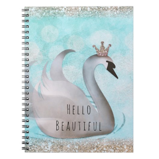 Carnet Princesse cygne faux or paillettes chic conte de f (Devant)