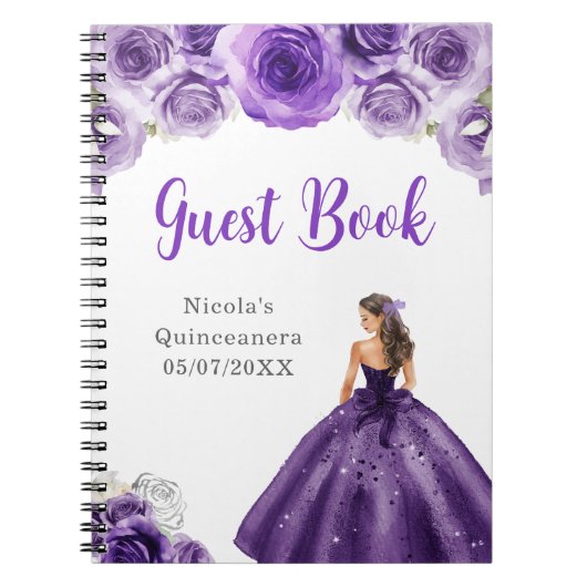 Carnet Princesse dans le violet foncé Quinceanera Guest B (Devant)