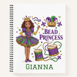 Carnet Princesse de Perles Texte Personnalisé - Mardi Gra