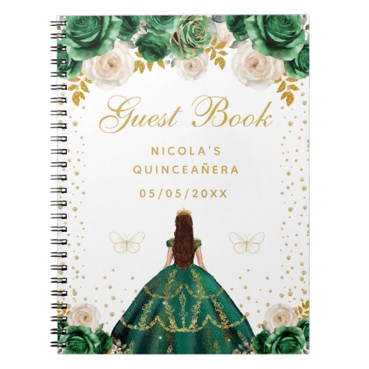 Carnet Princesse Fleurie Verte Quinceañera (Devant)